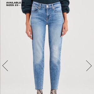 7 For All Mankind Cropped Asymmetrical Hem Jeans